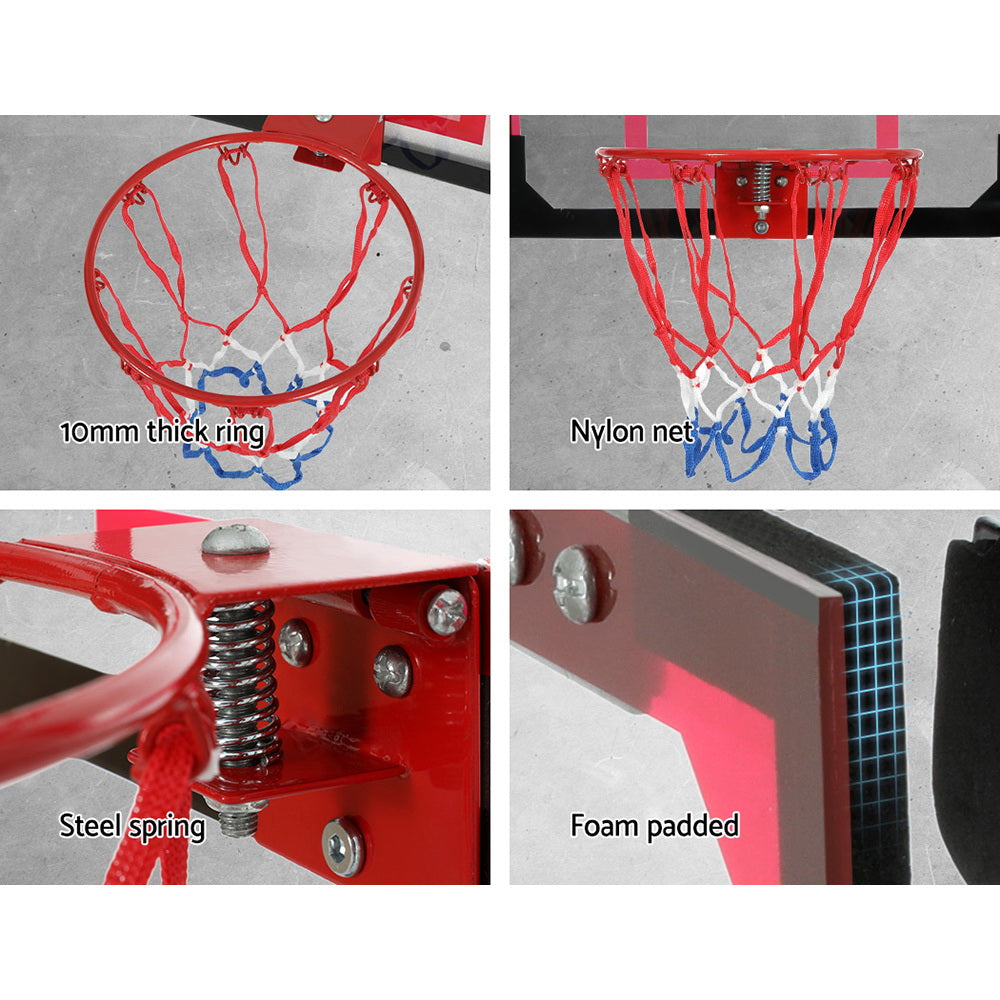 Everfit 23inches Mini Basketball Hoop Backboard Door Wall Mounted Sports Kids Red