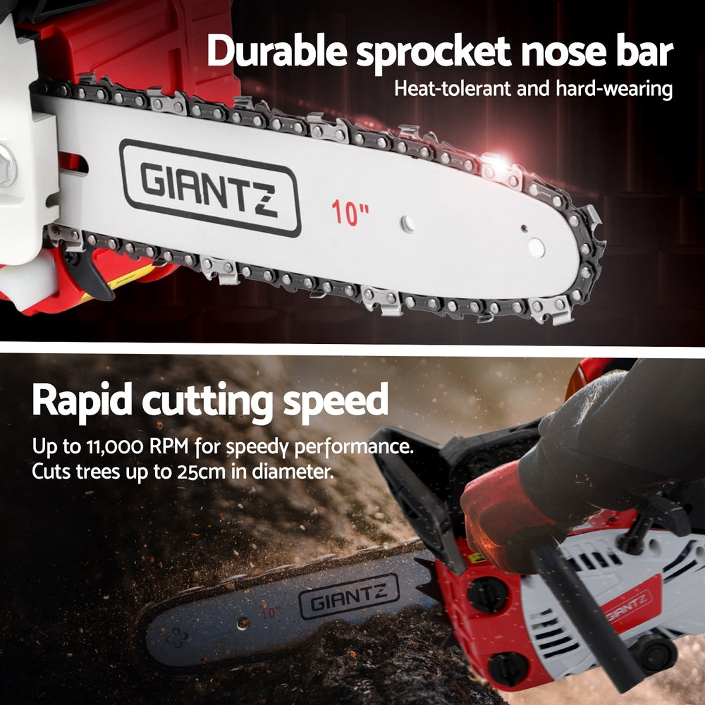 Giantz 25cc Petrol Chainsaw 10inches Bar E-Start Tree Pruning Chain Saw