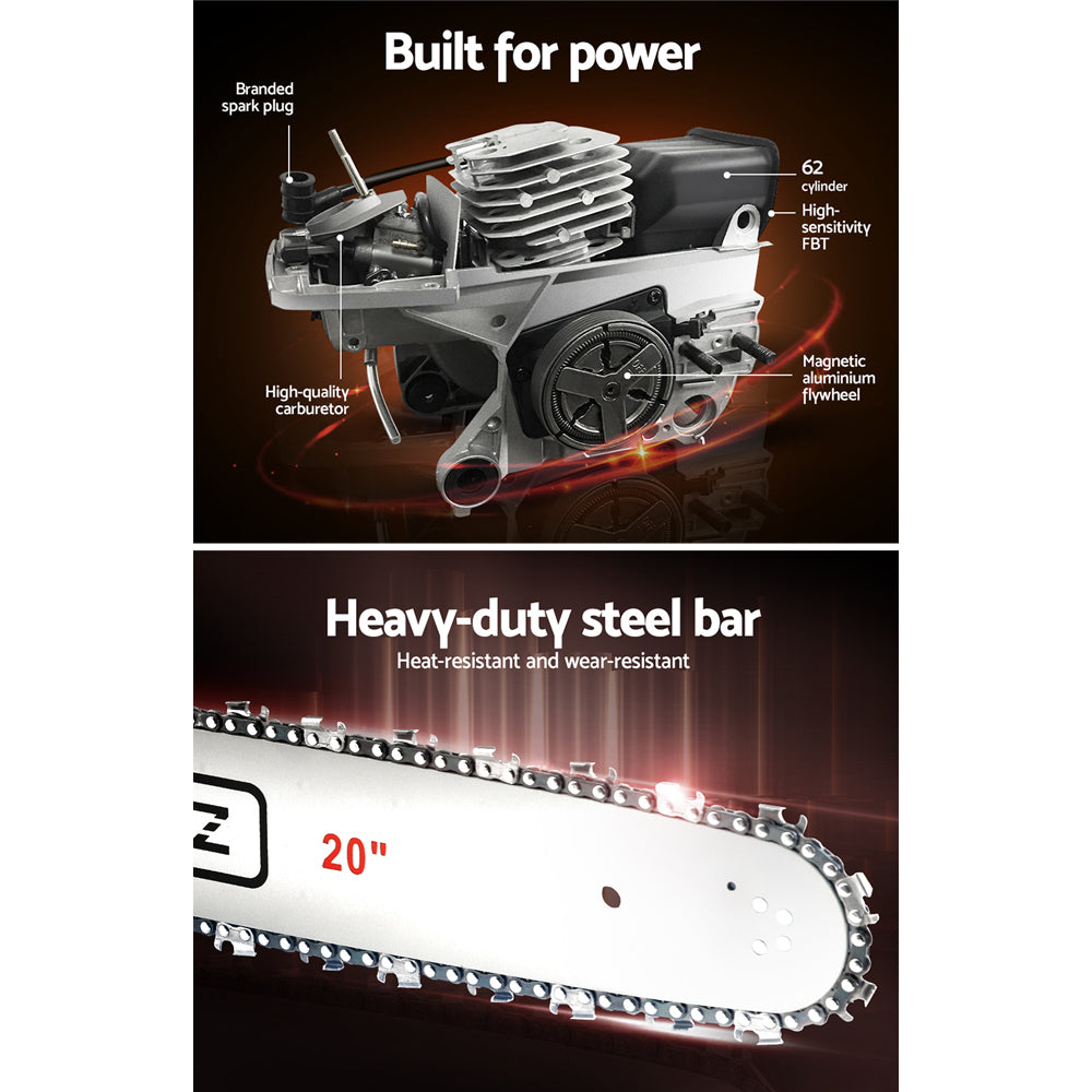 Giantz Chainsaw Petrol 62CC 20inches Bar Commercial E-Start Pruning Chain Saw,Giantz Chainsaw Petrol 62CC 20inches Bar Commercial E-Start Pruning Chain Saw 4.5HP