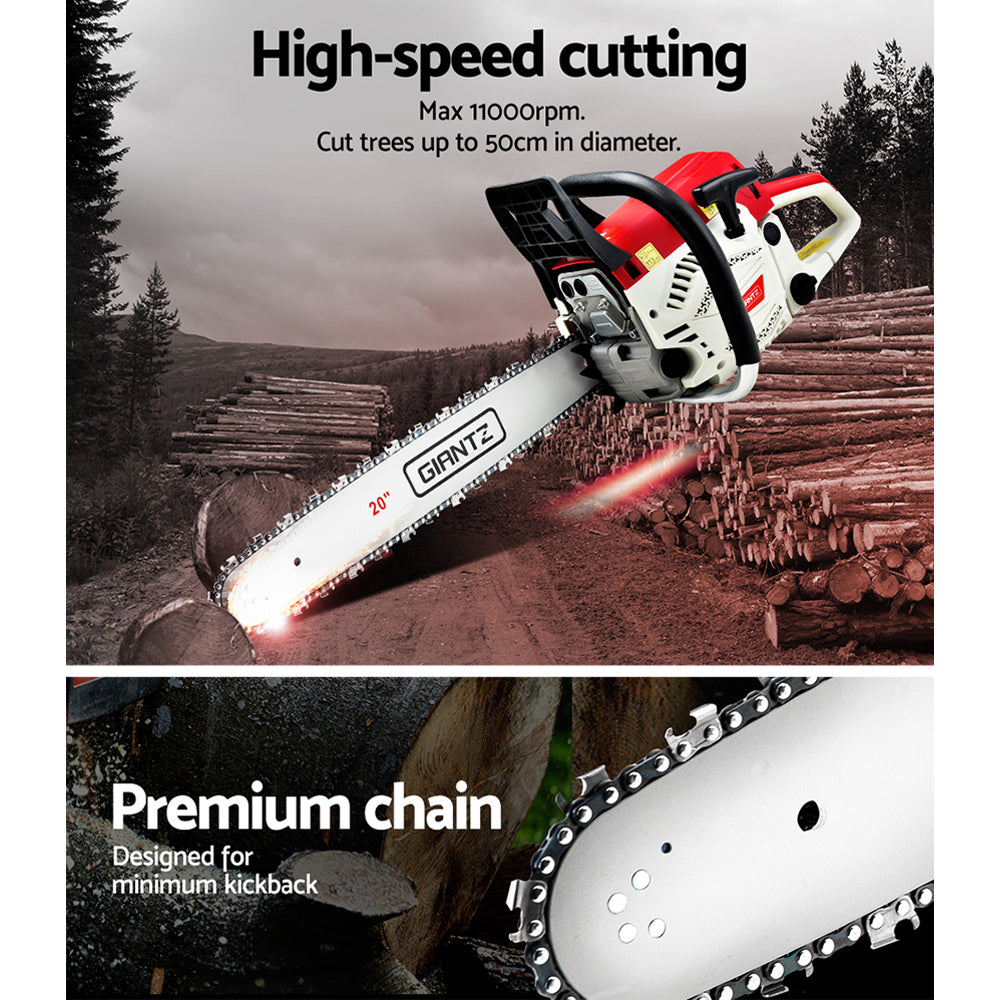 Giantz Chainsaw Petrol 62CC 20inches Bar Commercial E-Start Pruning Chain Saw,Giantz Chainsaw Petrol 62CC 20inches Bar Commercial E-Start Pruning Chain Saw 4.5HP
