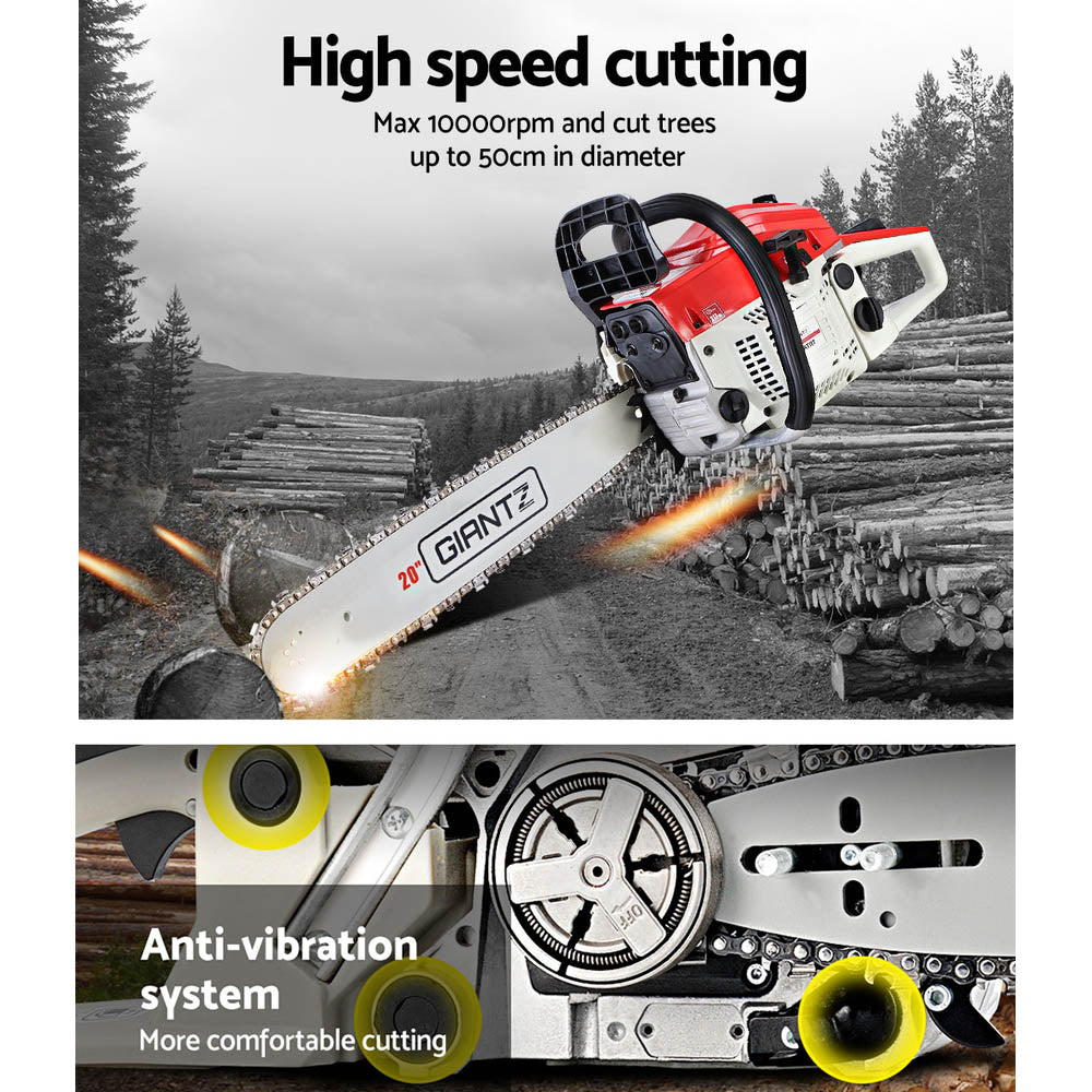 Giantz Chainsaw Petrol 52CC 20inches Bar Commercial E-Start Pruning Chain Saw White,Giantz Chainsaw Petrol 52CC 20inches Bar Commercial E-Start Pruning Chain Saw White