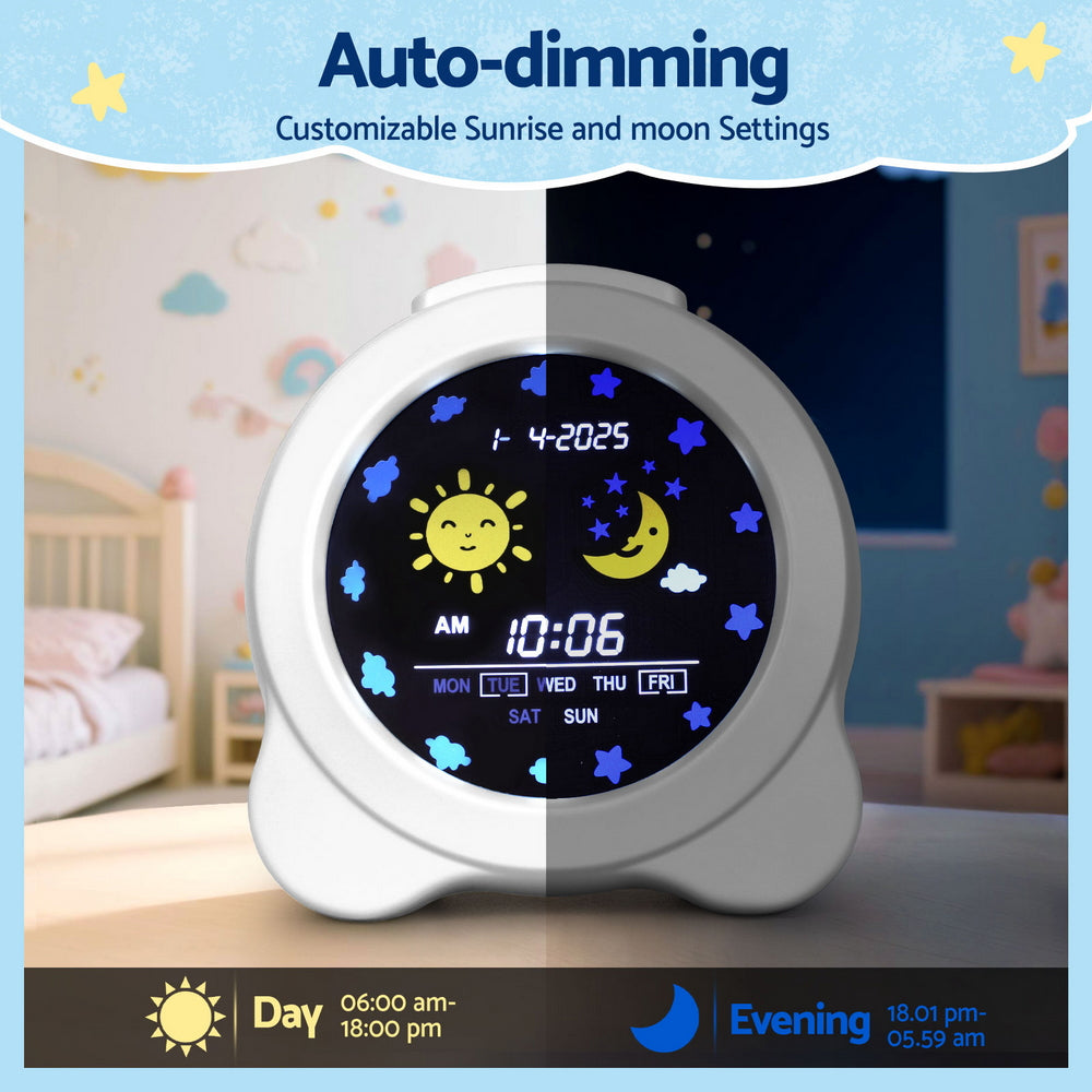 Artiss 3.8inches Digital Day Clock Calendar Alarm LCD Display White