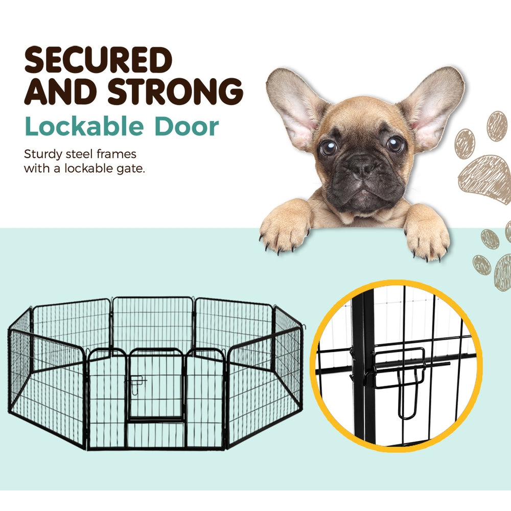 i.Pet 24inches 8 Panel Dog Playpen Pet Exercise Cage Enclosure Fence Play Pen
