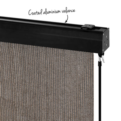 Instahut 2.1X2.5M Outdoor Blinds Awning Roll Down Retractable Knit Fabric Outdoor Blinds Window Shade Brown