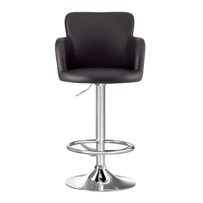 Artiss 1x Leather Bar Stools Swivel Adjustable Gas Lift PU Counter Chairs Brown