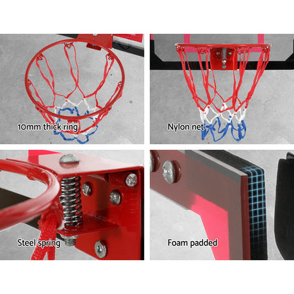 Everfit 23inches Mini Basketball Hoop Backboard Door Wall Mounted Sports Kids Red
