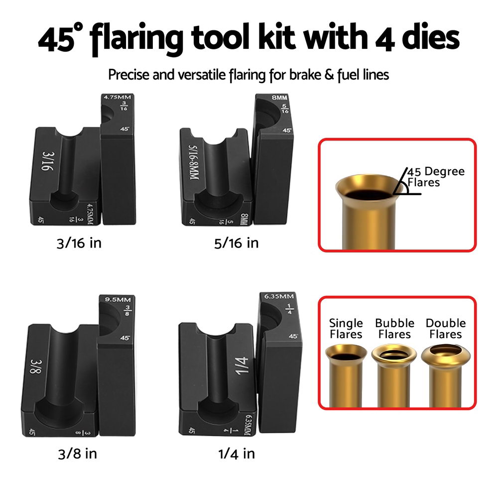 Giantz 45掳 Brake Line Flaring Tool Kit for 3/16inches-3/8inches Tubing with Cutter