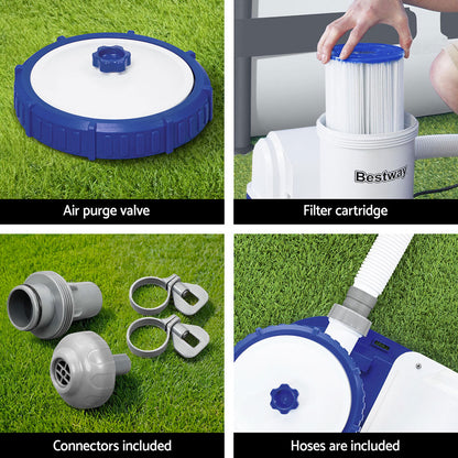 Bestway Pool Pump Cartridge Filter 2500GPH 9463L/H Flowclear鈩�Filters Cleaner