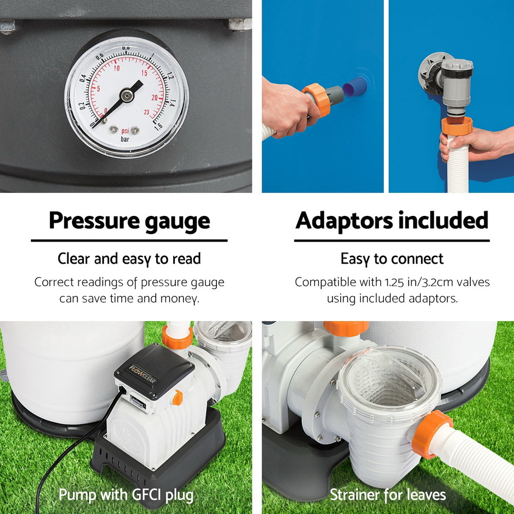 Bestway Pool Pump Sand Filter 1500GPH 5678L/H Pools Flowclear鈩�Filters