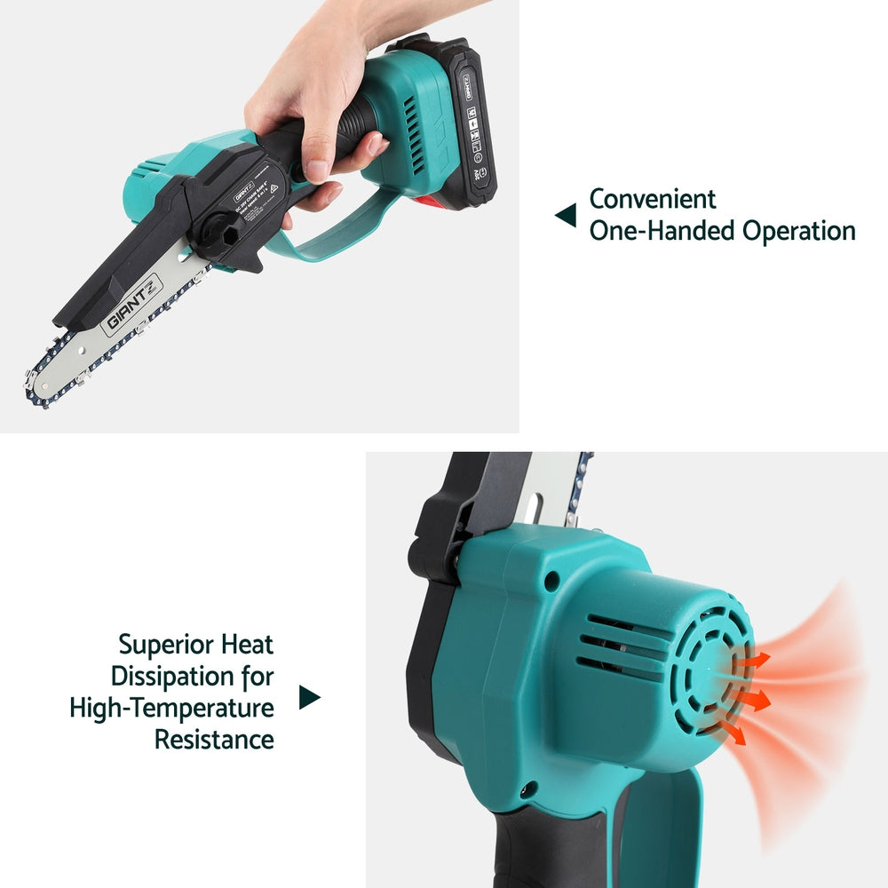 Giantz 6inches Mini Cordless Electric Chainsaw Rechargeable Wood Cutter