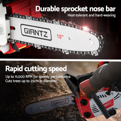 Giantz 25cc Petrol Chainsaw 10inches Bar E-Start Tree Pruning Chain Saw