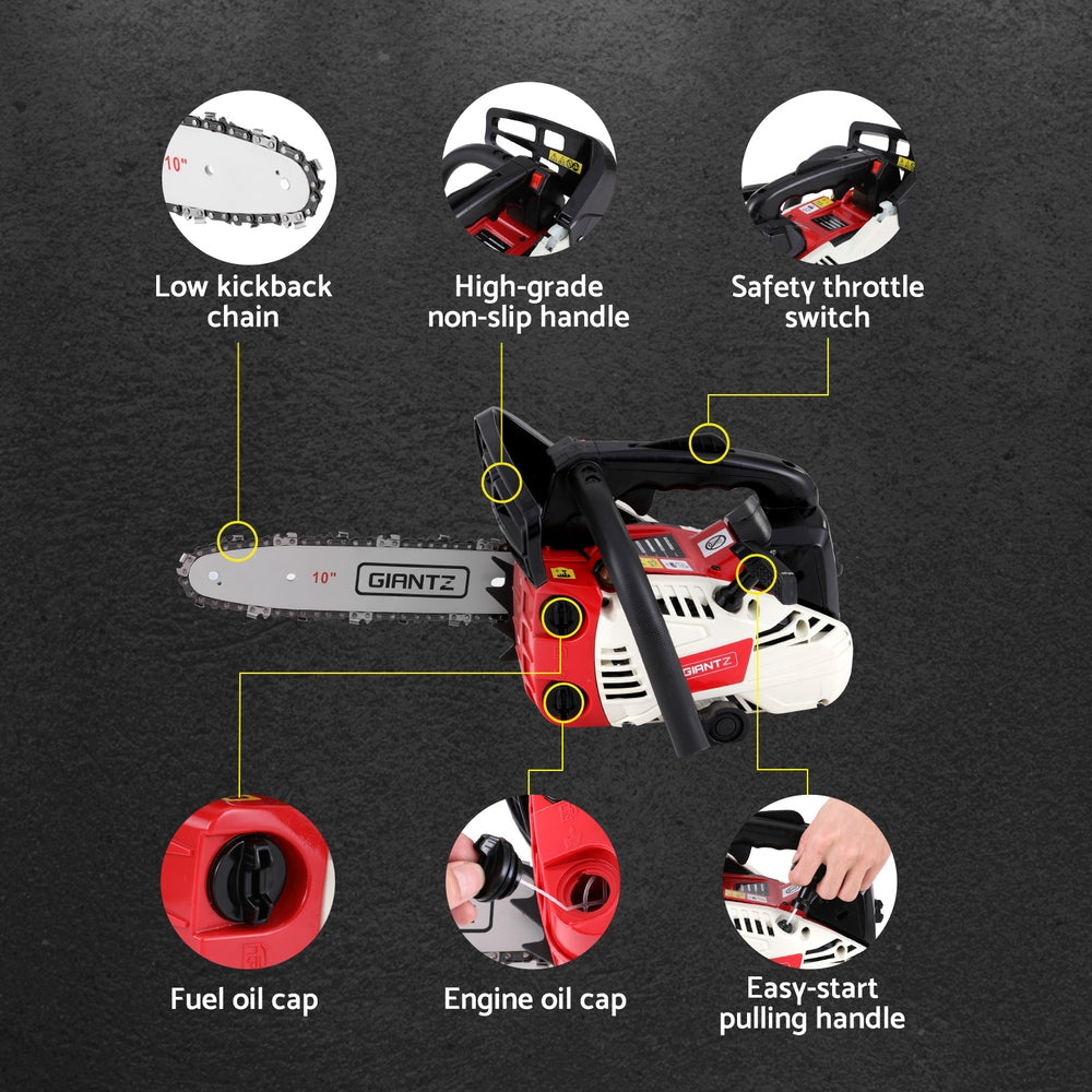 Giantz 25cc Petrol Chainsaw 10inches Bar E-Start Tree Pruning Chain Saw