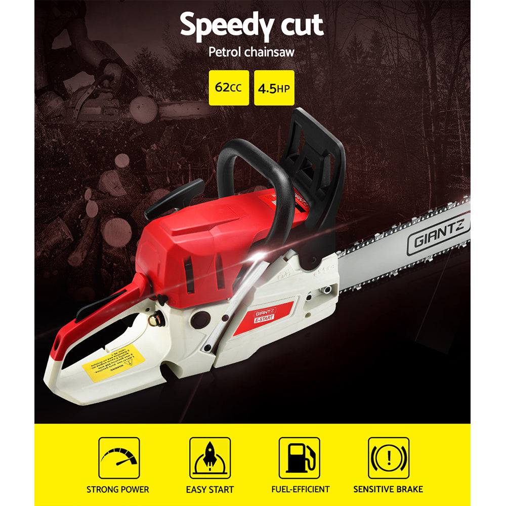 Giantz Chainsaw Petrol 62CC 20inches Bar Commercial E-Start Pruning Chain Saw,Giantz Chainsaw Petrol 62CC 20inches Bar Commercial E-Start Pruning Chain Saw 4.5HP
