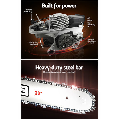 Giantz Chainsaw Petrol 62CC 20inches Bar Commercial E-Start Pruning Chain Saw,Giantz Chainsaw Petrol 62CC 20inches Bar Commercial E-Start Pruning Chain Saw 4.5HP