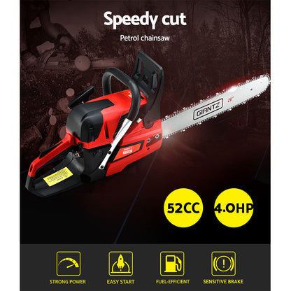 Giantz Chainsaw Petrol 52CC 20inches Bar Commercial E-Start Pruning Chain Saw,Giantz Chainsaw Petrol 52CC 20inches Bar Commercial E-Start Pruning Chain Saw 4.0HP