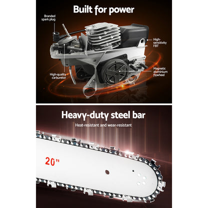 Giantz Chainsaw Petrol 52CC 20inches Bar Commercial E-Start Pruning Chain Saw,Giantz Chainsaw Petrol 52CC 20inches Bar Commercial E-Start Pruning Chain Saw 4.0HP