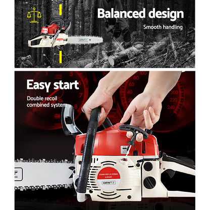 Giantz Chainsaw Petrol 75CC 18inches Bar Commercial E-Start Pruning Chain Saw
