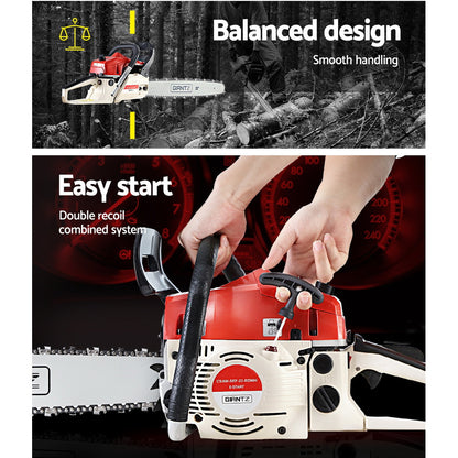 Giantz Chainsaw Petrol 75CC 18inches Bar Commercial E-Start Pruning Chain Saw