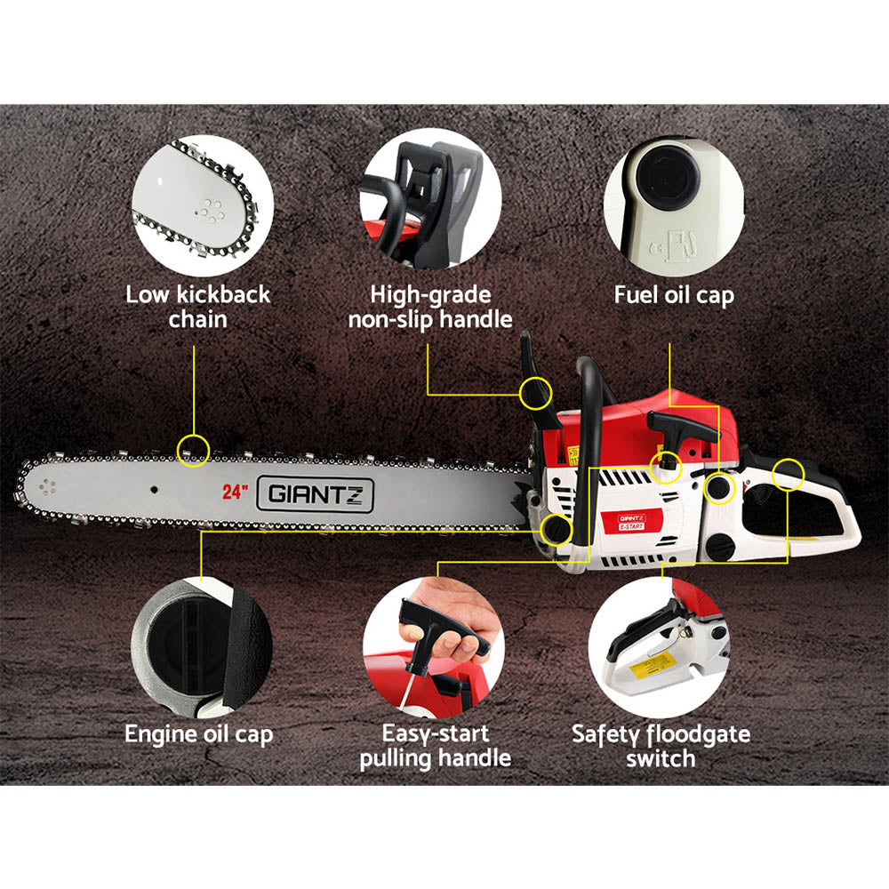 Giantz Chainsaw Petrol 72CC 24inches Bar Commercial E-Start Pruning Chain Saw,Giantz Chainsaw Petrol 72CC 24inches Bar Commercial E-Start Pruning Chain Saw 5.5HP