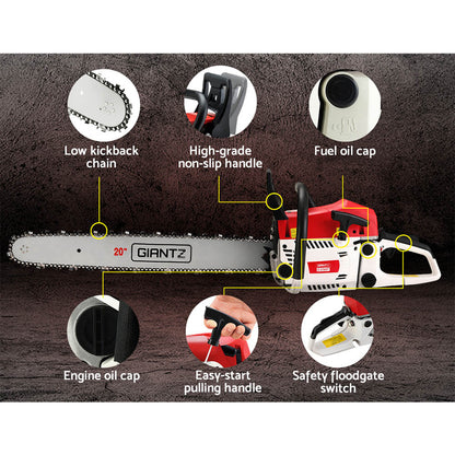 Giantz Chainsaw Petrol 62CC 20inches Bar Commercial E-Start Pruning Chain Saw Spark Plug