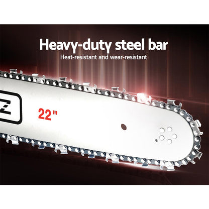 Giantz Chainsaw Petrol 62CC 22inches Bar Commercial E-Start Pruning Chain Saw