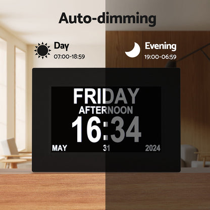 Artiss 8inches Digital Day Clock Calendar Alarm Black