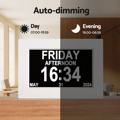 Artiss 8inches Digital Day Clock Calendar Alarm White