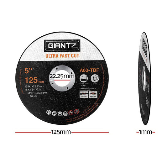 Giantz 200-Piece Cutting Discs 5inches 125mm,Giantz 200pcs 5inches Cutting Discs 125mm Angle Grinder Thin Cut Off Wheel for Metal