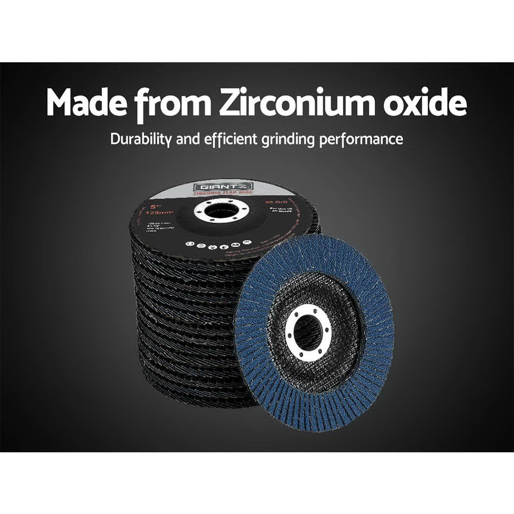 Giantz 100 PCS Zirconia Sanding Flap Disc 5inches 125mm 80Grit Angle Grinding Wheel