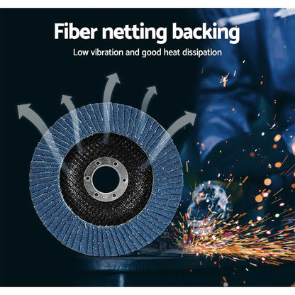 Giantz 100 PCS Zirconia Sanding Flap Disc 5inches 125mm 80Grit Angle Grinding Wheel