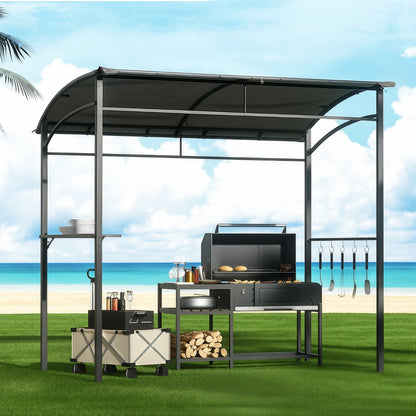 Instahut Gazebo Outdoor BBQ Grill Patio Garden Marquee Shade Shelter Shelf Hooks Grey