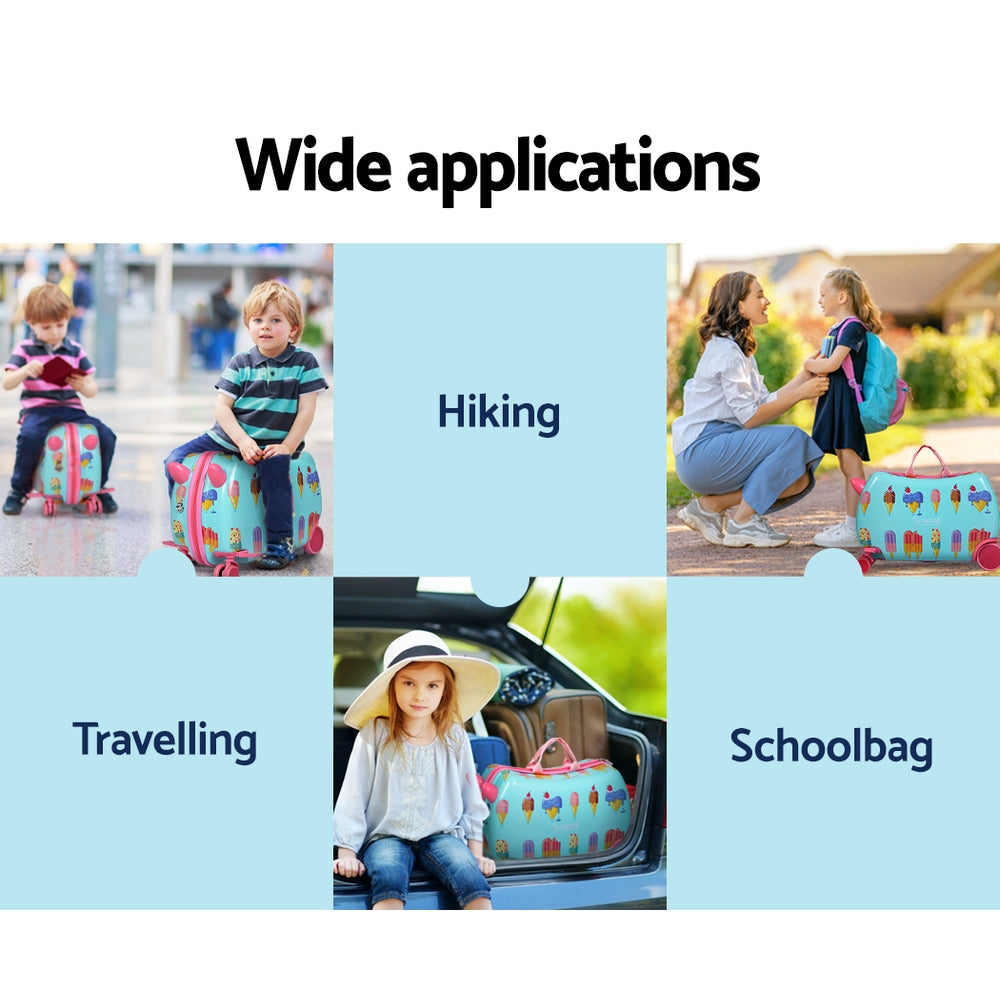 Wanderlite 17inches Kids Ride On Luggage Children Suitcase Trolley Travel Ice Cream