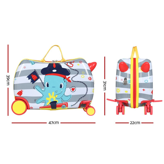 Wanderlite 17inches Kids Ride On Luggage Children Suitcase Trolley Travel Octopus