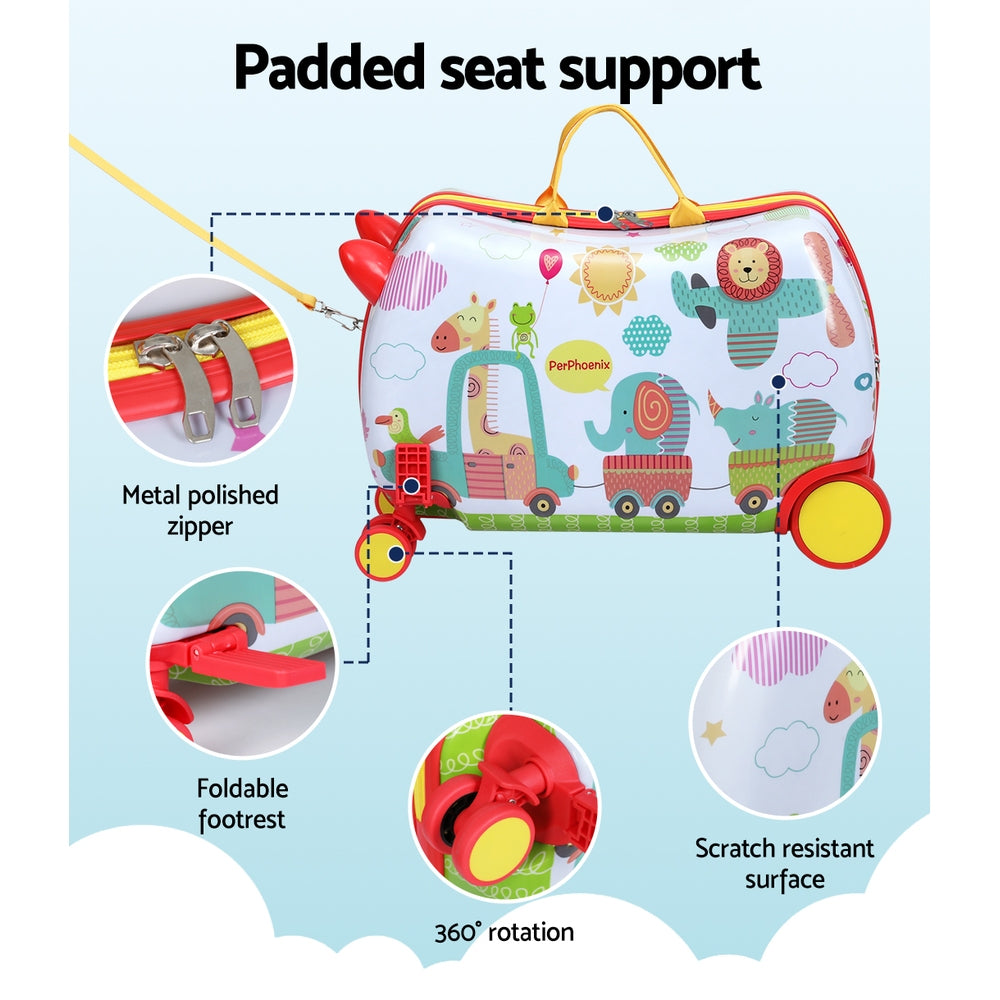 Wanderlite 17inches Kids Ride On Luggage Children Suitcase Trolley Travel Zoo
