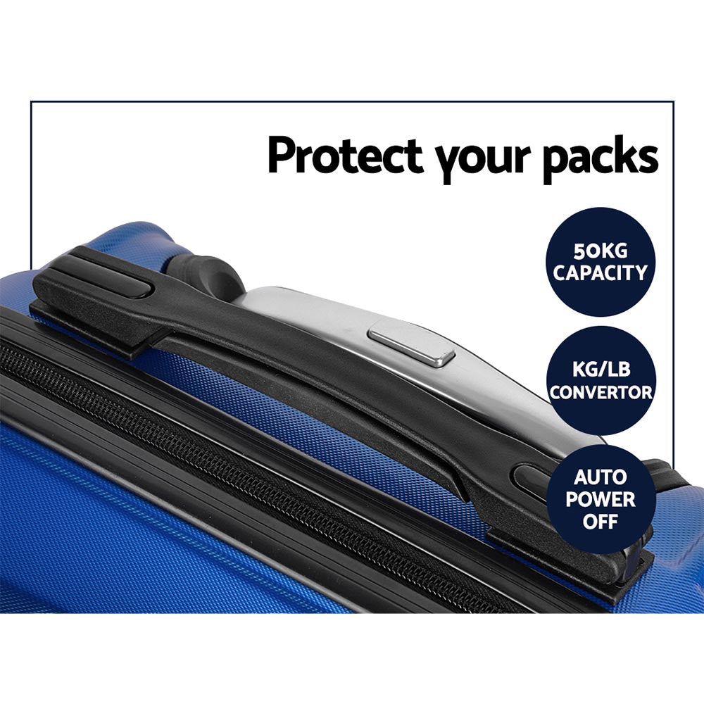 Wanderlite 20inches 24inches 28inches Luggage with TSA Lock Spinner Travel Suitcase Carry On Hard Shell Luggage Case Blue