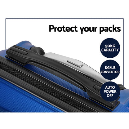 Wanderlite 20inches 24inches 28inches Luggage with TSA Lock Spinner Travel Suitcase Carry On Hard Shell Luggage Case Blue
