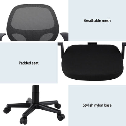 Artiss 2x Mesh Office Chair Computer Gaming Desk Chairs Work Study Mid Back Black