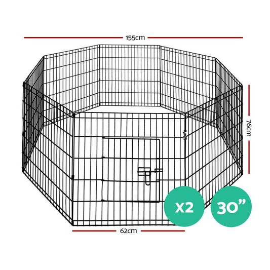 i.Pet 2x30inches 8 Panel Dog Playpen Pet Fence Exercise Cage Enclosure Play Pen
