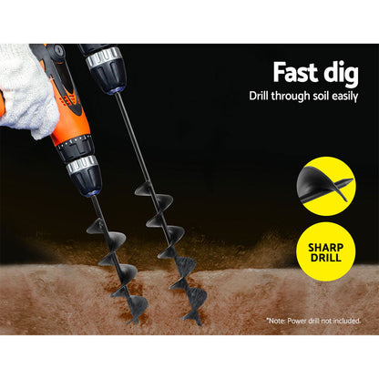 Giantz Power Garden Spiral Auger Hole Digger Earth Drill Bit 桅75x300 & 600mm