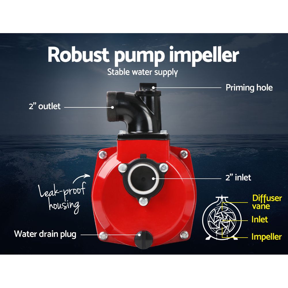 Giantz Petrol Water Pump 2inches High Flow Transfer Fire Fighting Irrigation
