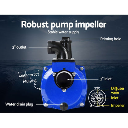 Giantz Petrol Water Pump 3inches High Flow Transfer Fire Fighting Irrigation