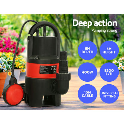 Giantz Garden Submersible Pump 400W Dirty Water Bore Tank Well锟絊teel Sewerage