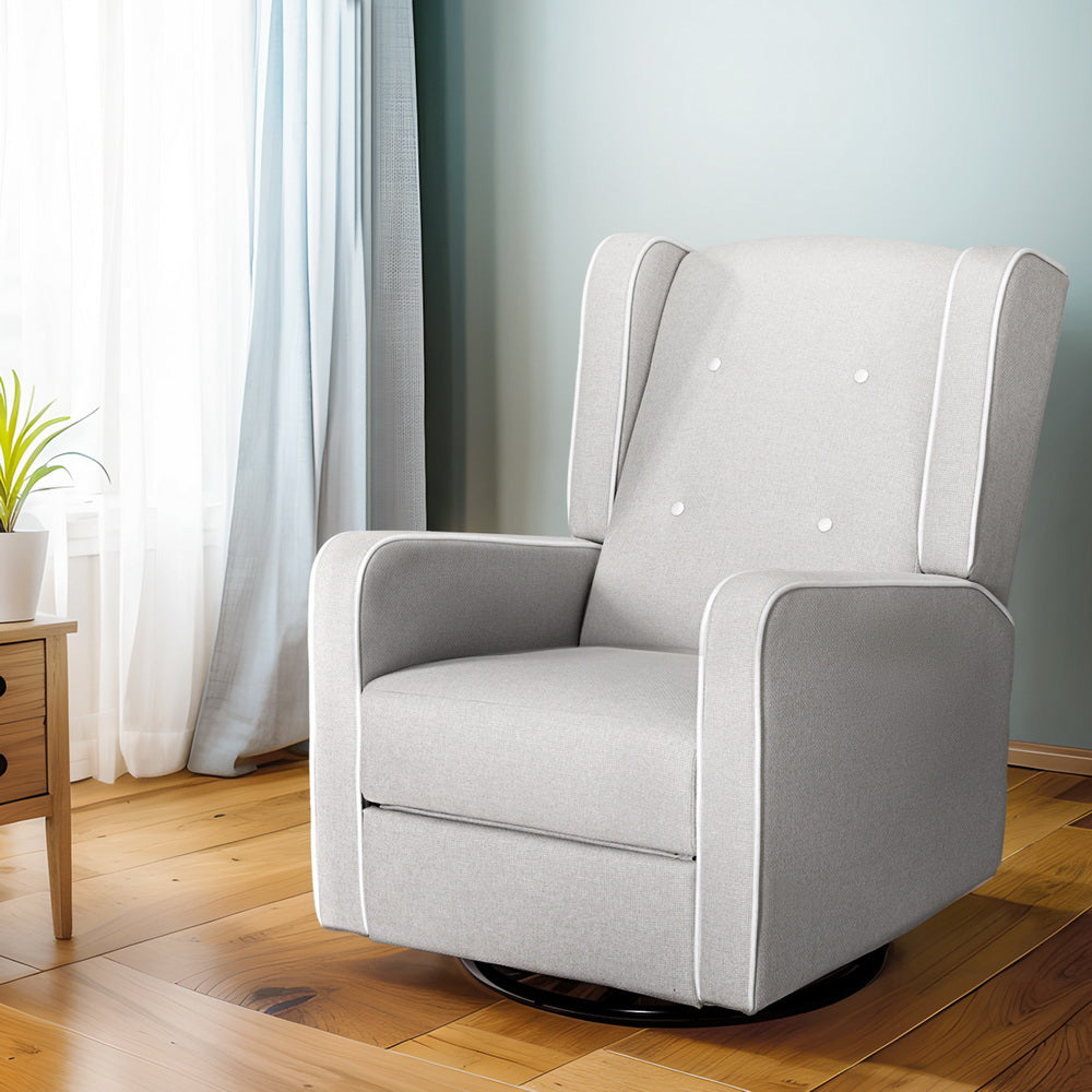 Artiss Recliner Armchair 360锟�Swivel Grey Fabric