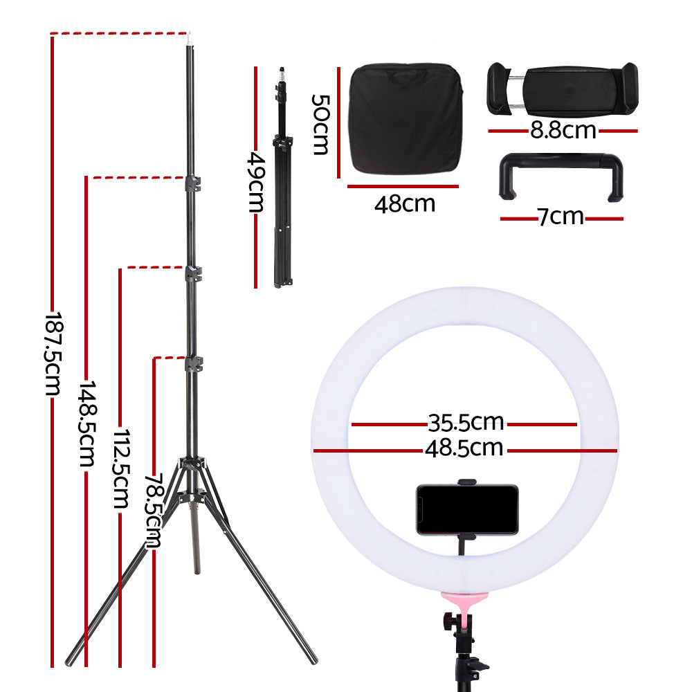 Embellir Ring Light 19inches Tripod Stand Pink
