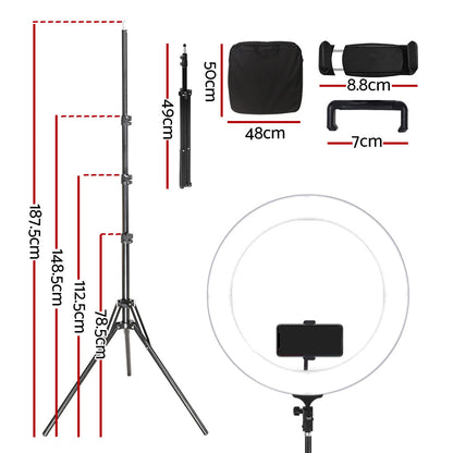 Embellir Ring Light 19inches Tripod Stand Silver