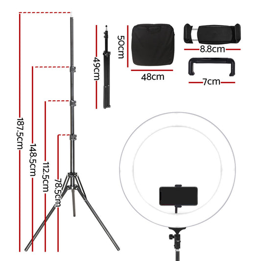 Embellir Ring Light 19inches Tripod Stand Silver