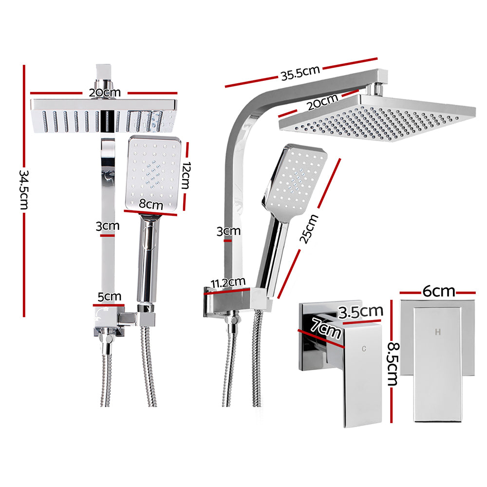 Cefito 8'' Rain Shower Head Set Handheld Square High Pressure wins Tap锟紺hrome