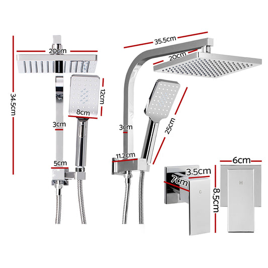 Cefito 8'' Rain Shower Head Set Handheld Square High Pressure wins Tap锟紺hrome