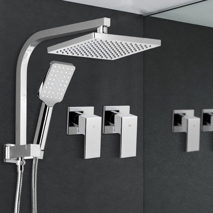Cefito 8'' Rain Shower Head Set Handheld Square High Pressure wins Tap锟紺hrome