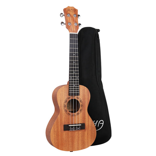 Alpha 23inches Ukulele Natural Mahogany Concert Beginner Gift w/ Carry Bag